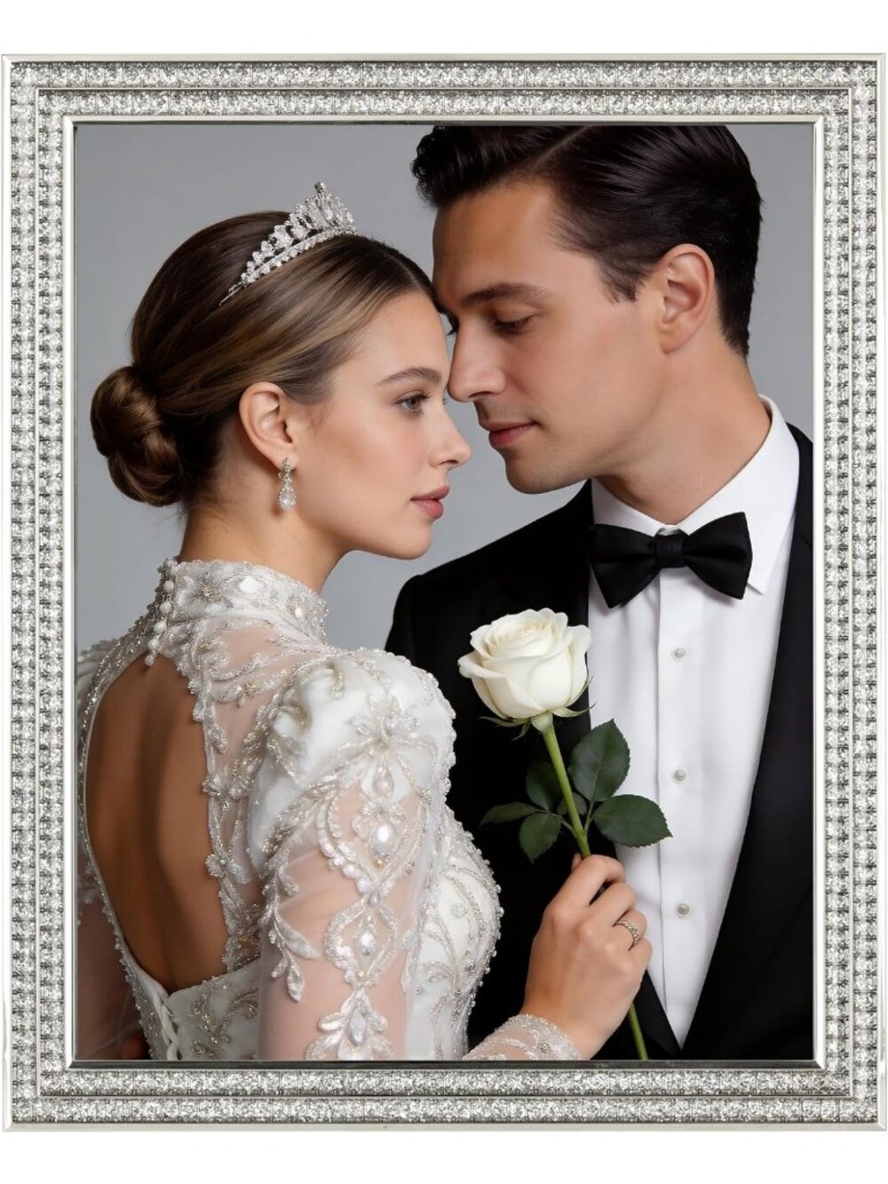 Elegant Silver Metal 8x10 Picture Frame with Glass - Tabletop Wedding Home Decor
